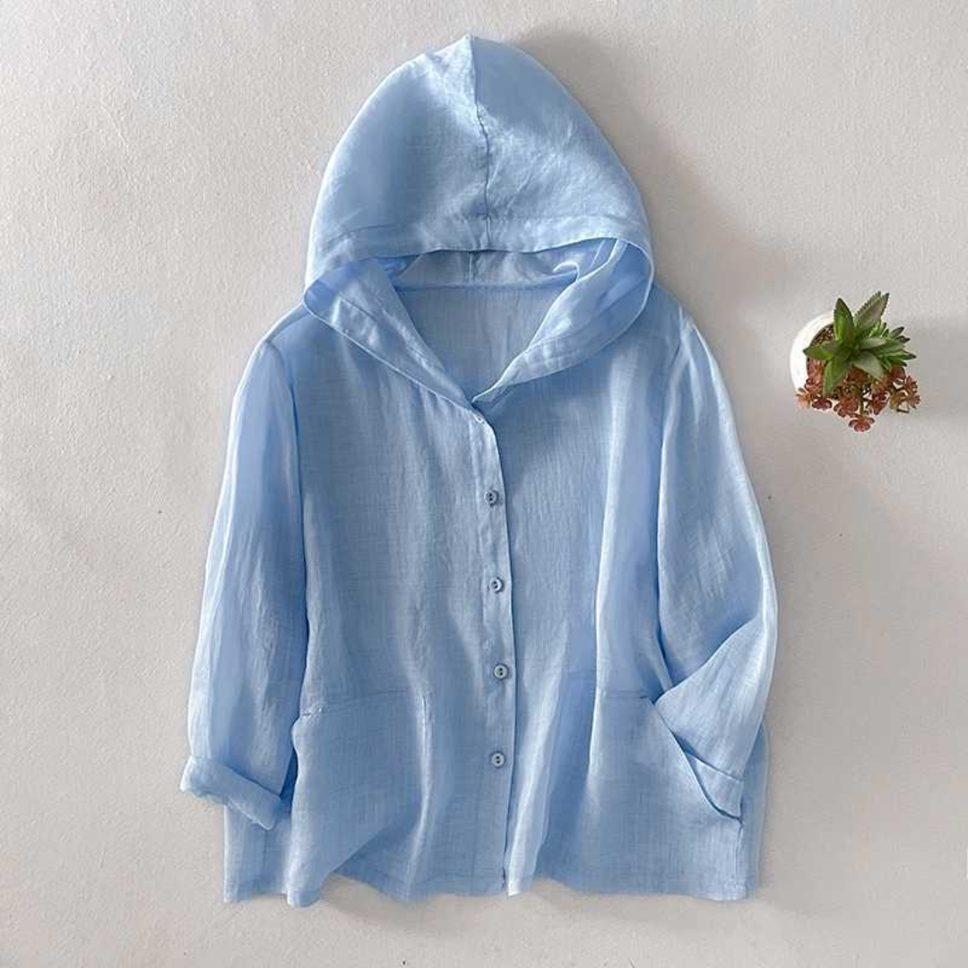 軽量フード付き無地シャツ