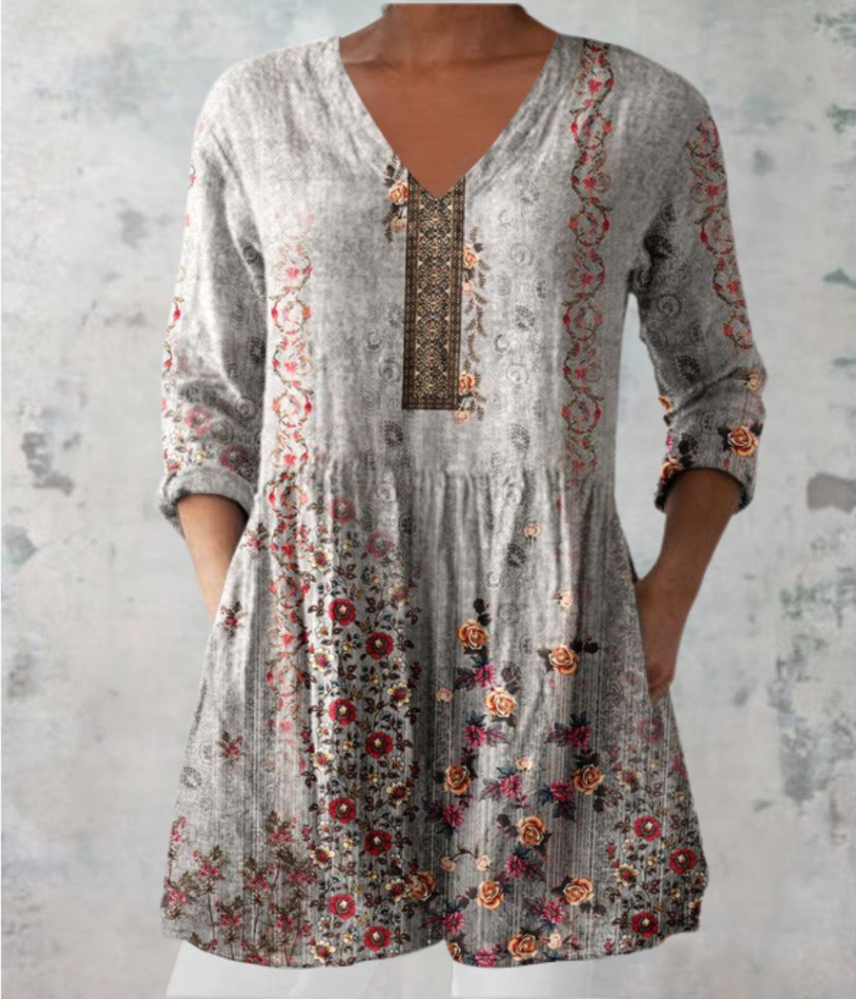 緩やかなドレス、和花オリジナル柄