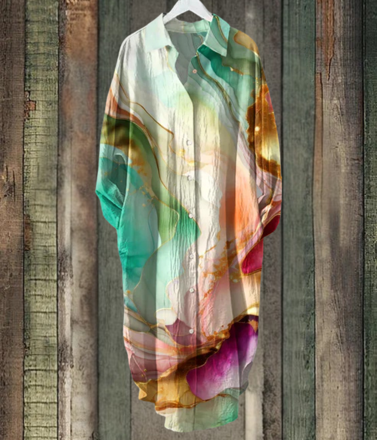 マルチカラーのルーズミディドレス