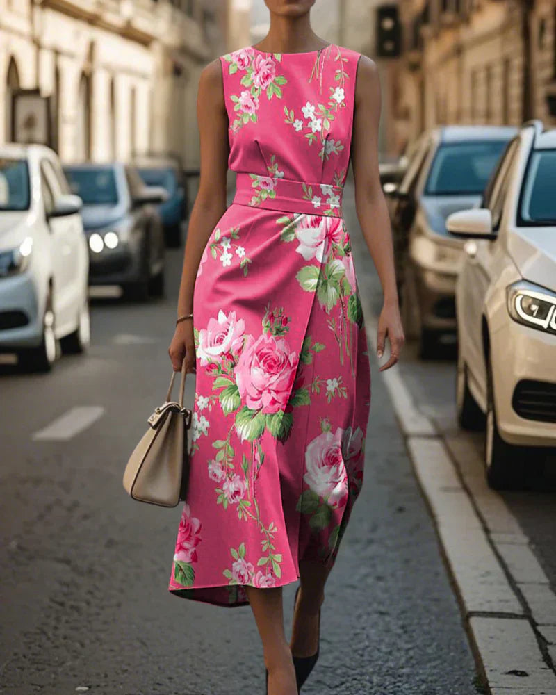 エレガントなドレス、ピンクの花