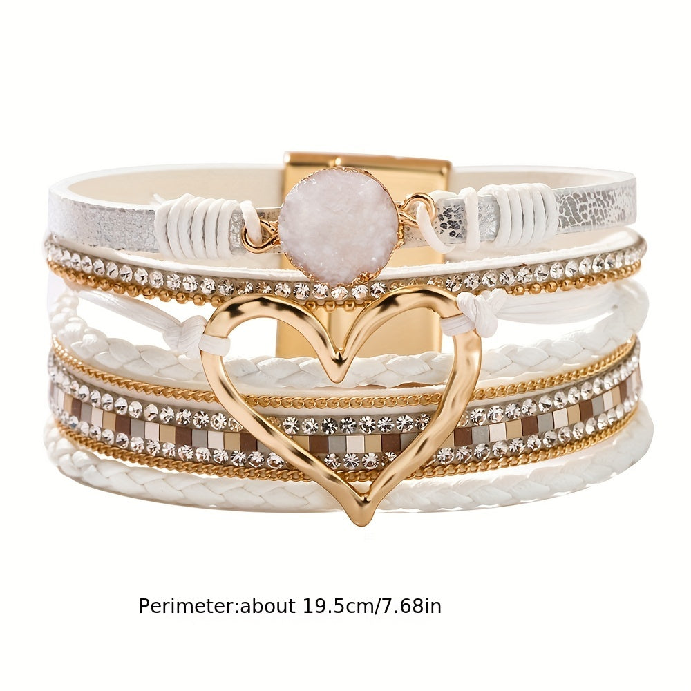 ボヘミアン PUレザーブレスレット 手作り編み込み レディース