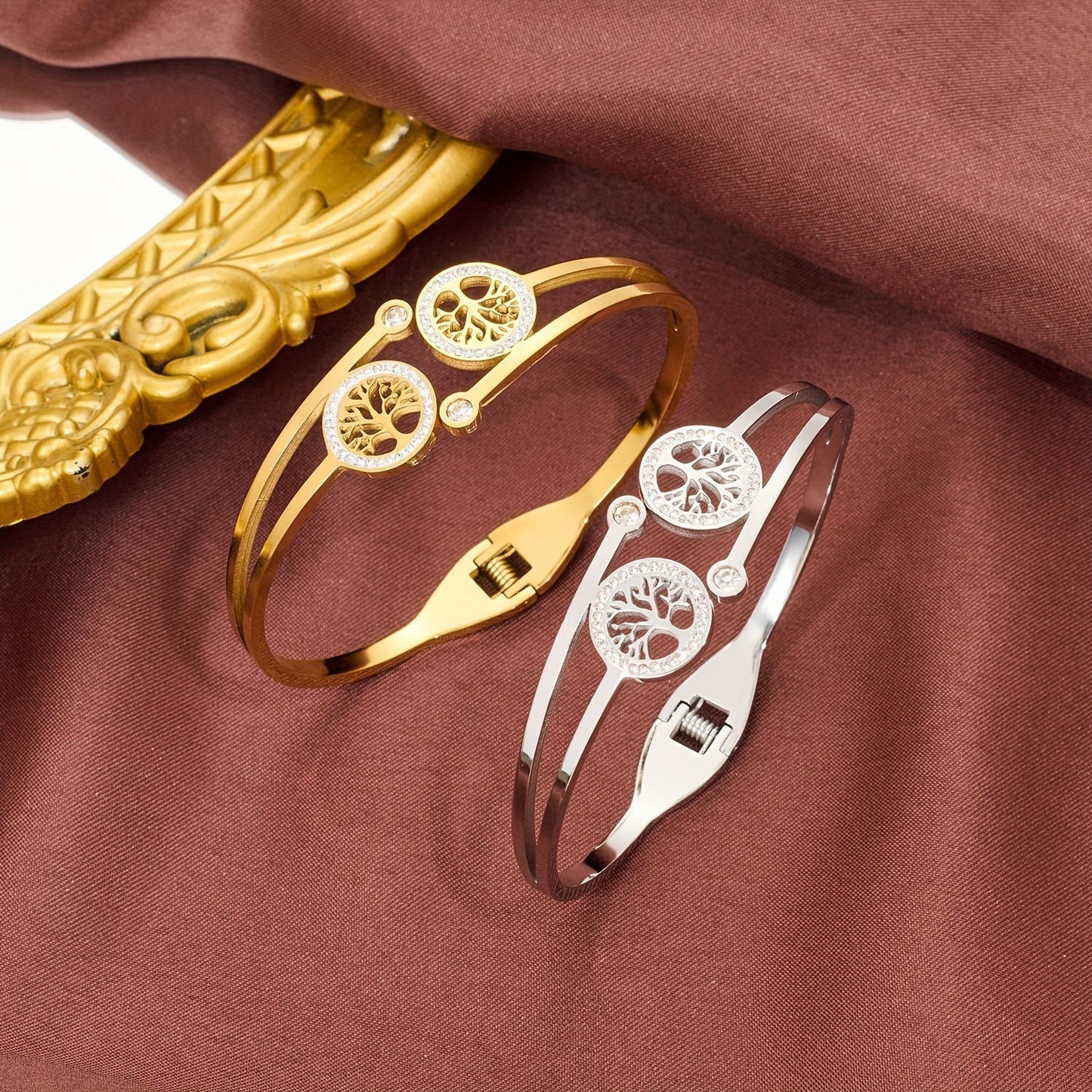 ハナ | ラインストーンツリー カフブレスレット