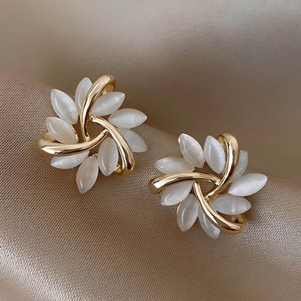 Tori™ - Curved Stone Floral Earrings