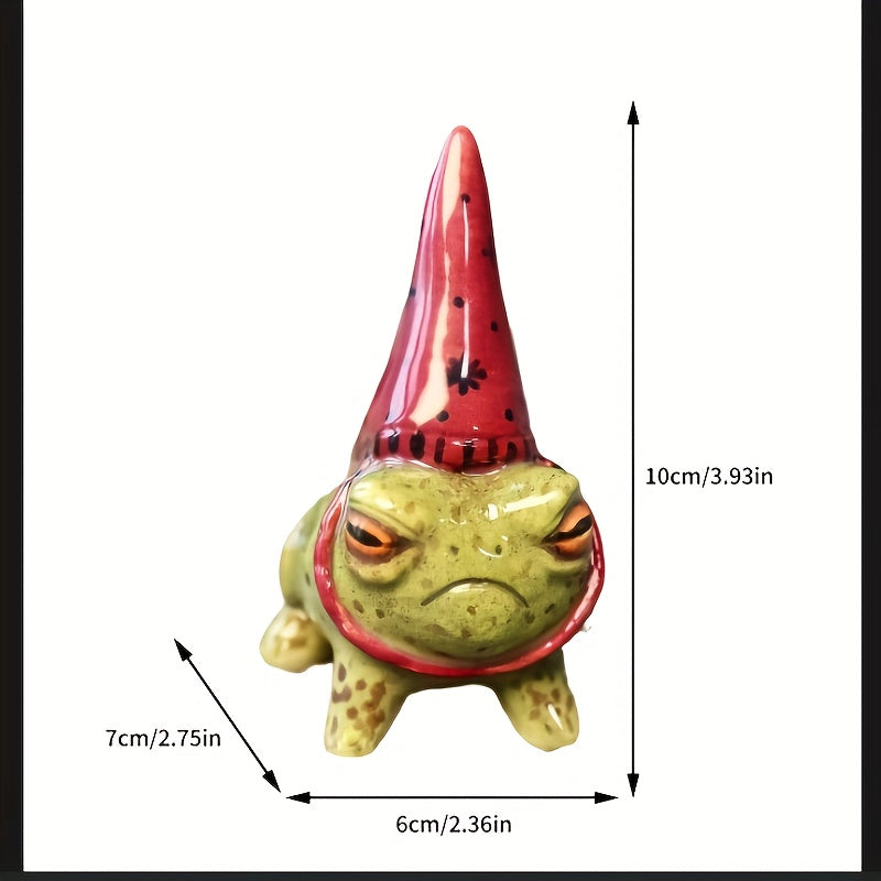 かわいい帽子をかぶったカエルのフィギュア – ミニ庭園用デコレーション