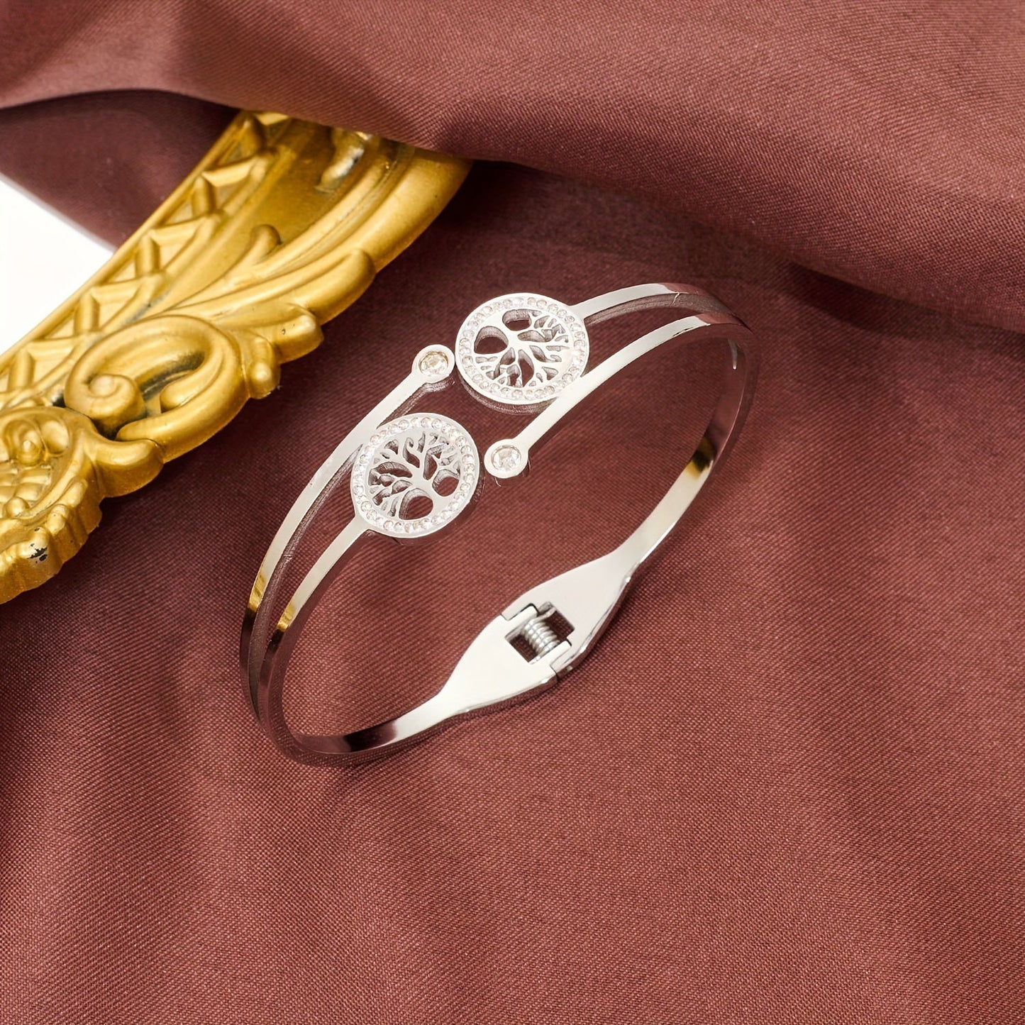 ハナ | ラインストーンツリー カフブレスレット