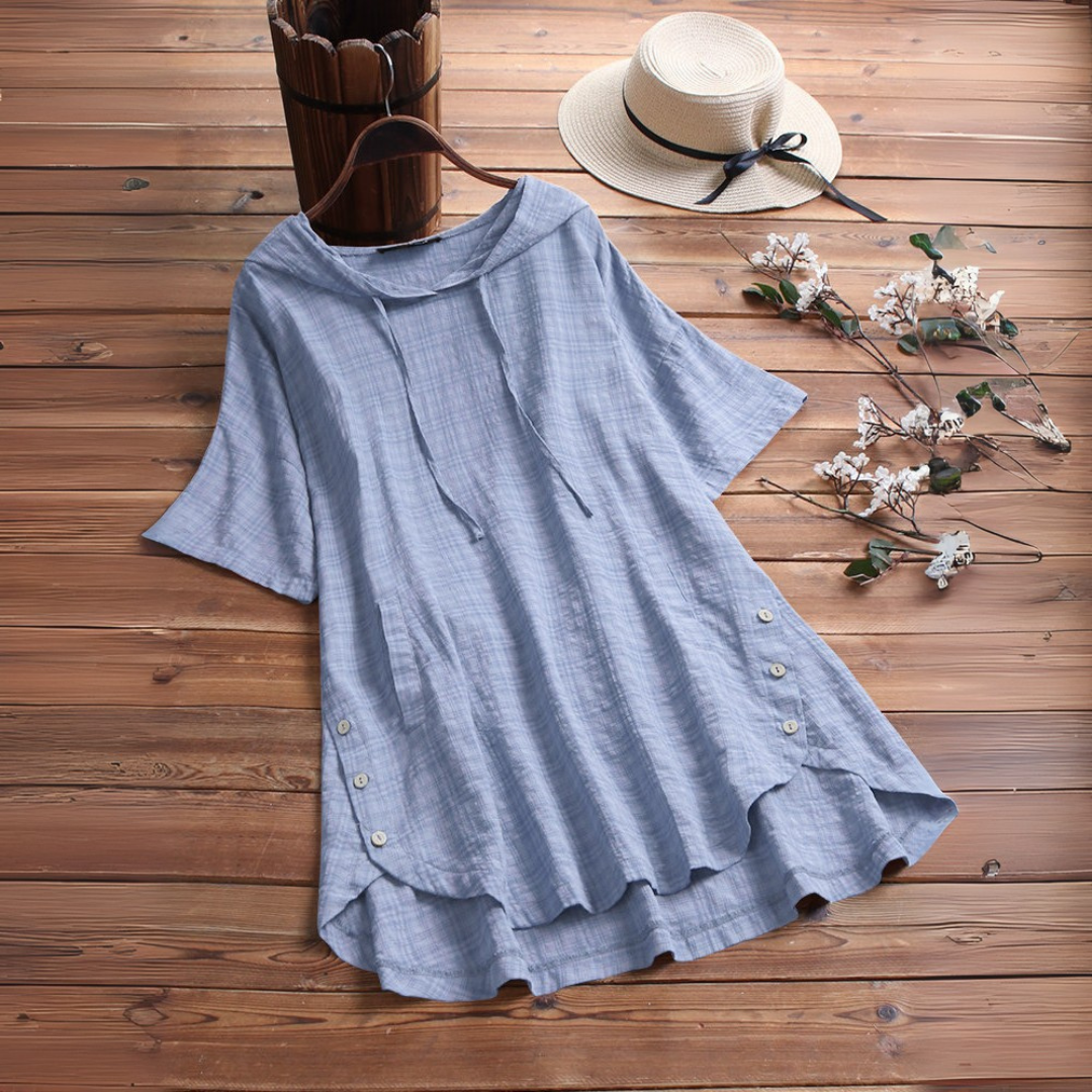 ロングコットンとリネンの夏用シャツ