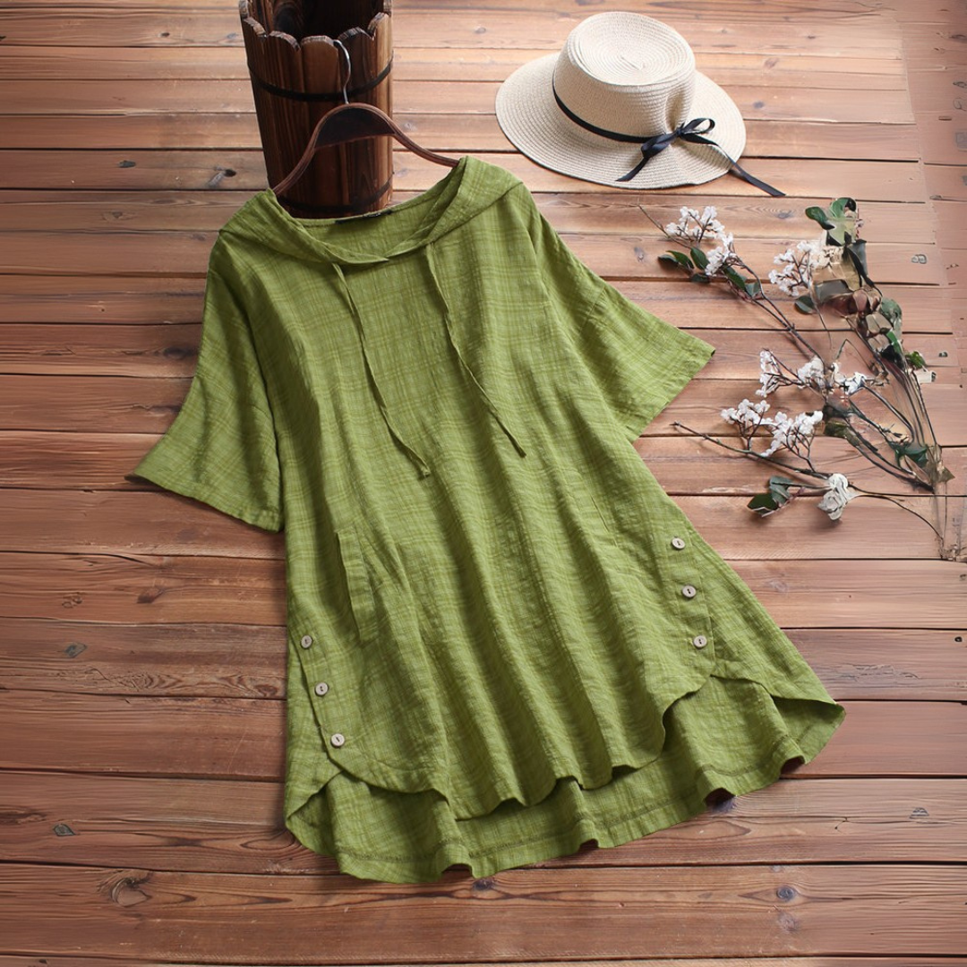 ロングコットンとリネンの夏用シャツ