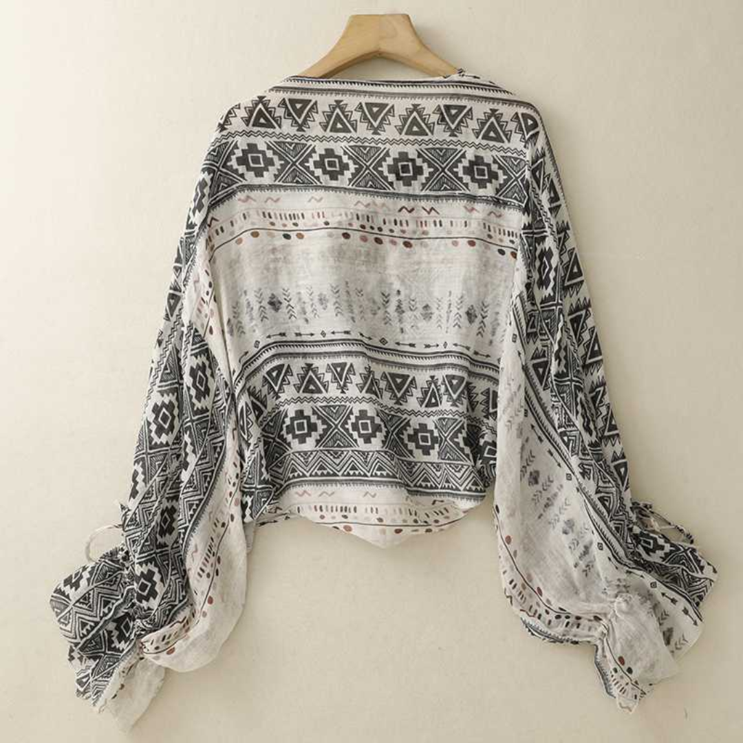 レトロ Vネック フローリー ブラウス