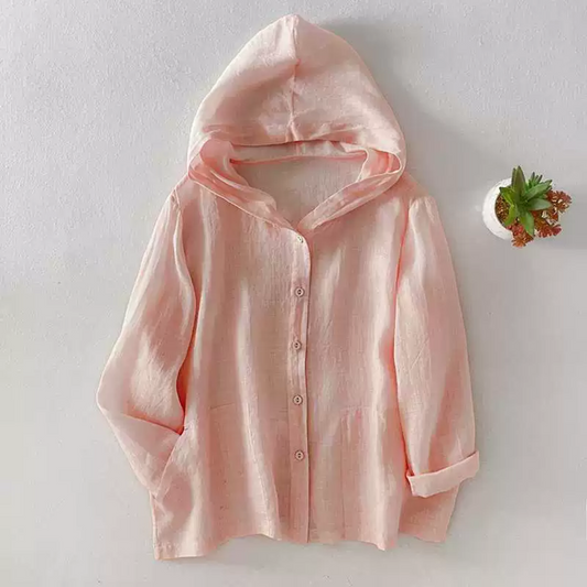 軽量フード付き無地シャツ