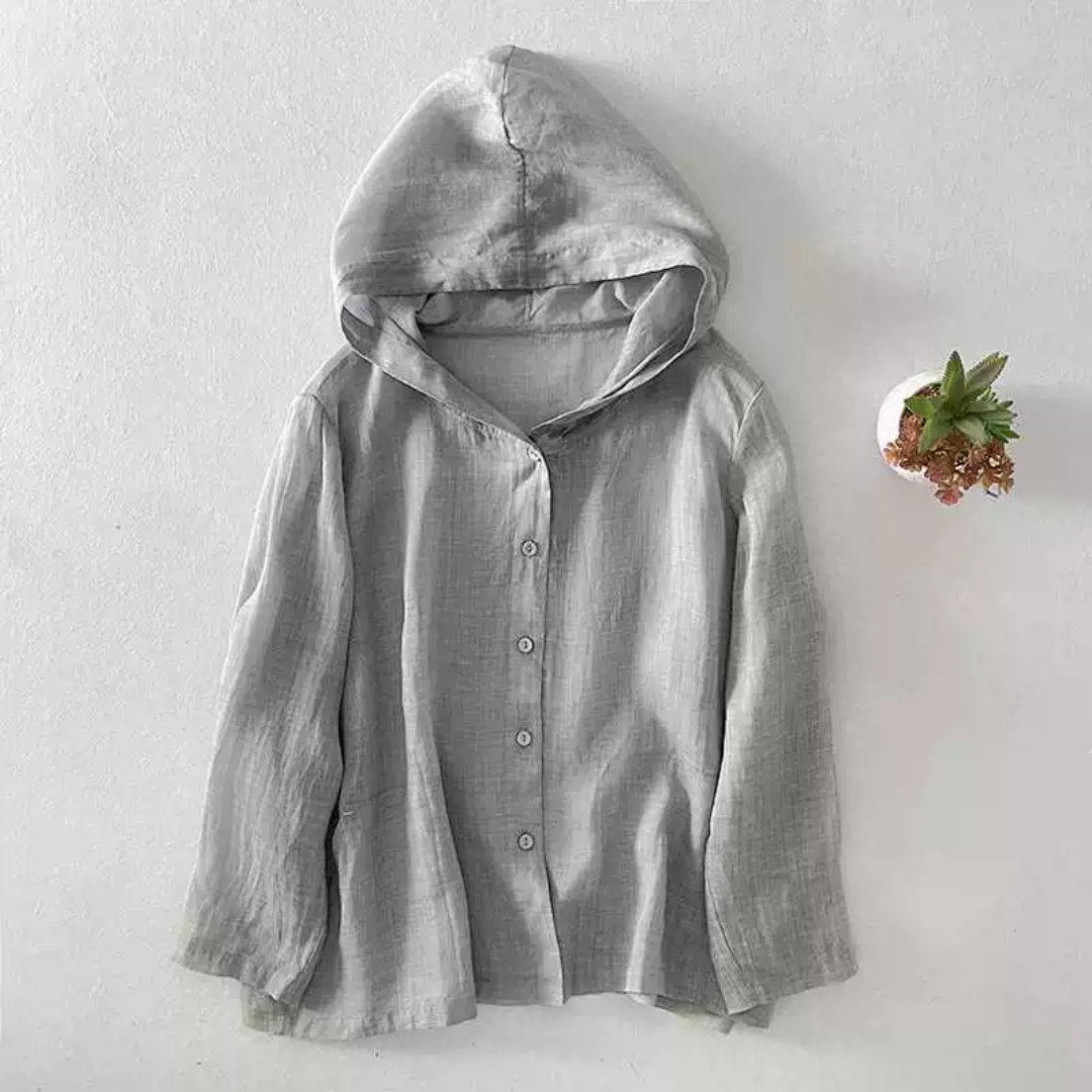 軽量フード付き無地シャツ