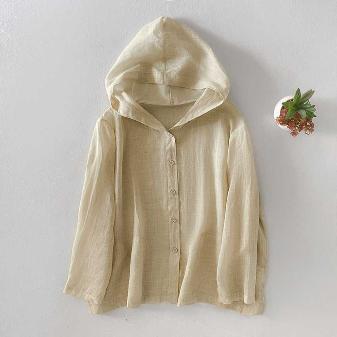 軽量フード付き無地シャツ