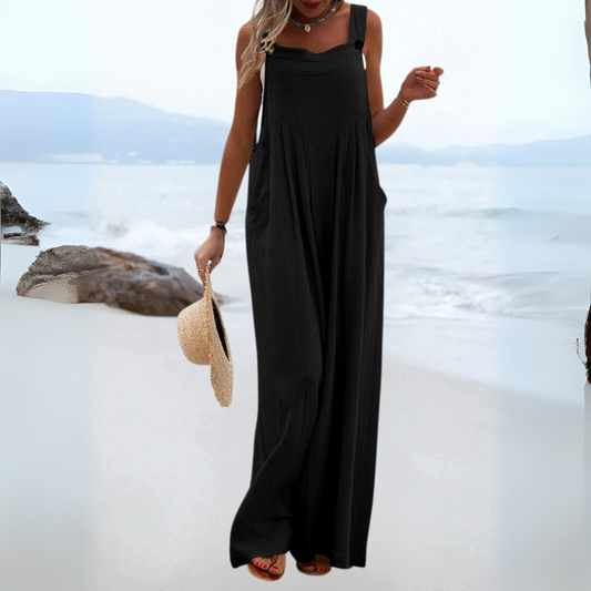 ノースリーブ プレーン ワイドレッグ ジャンプスーツ