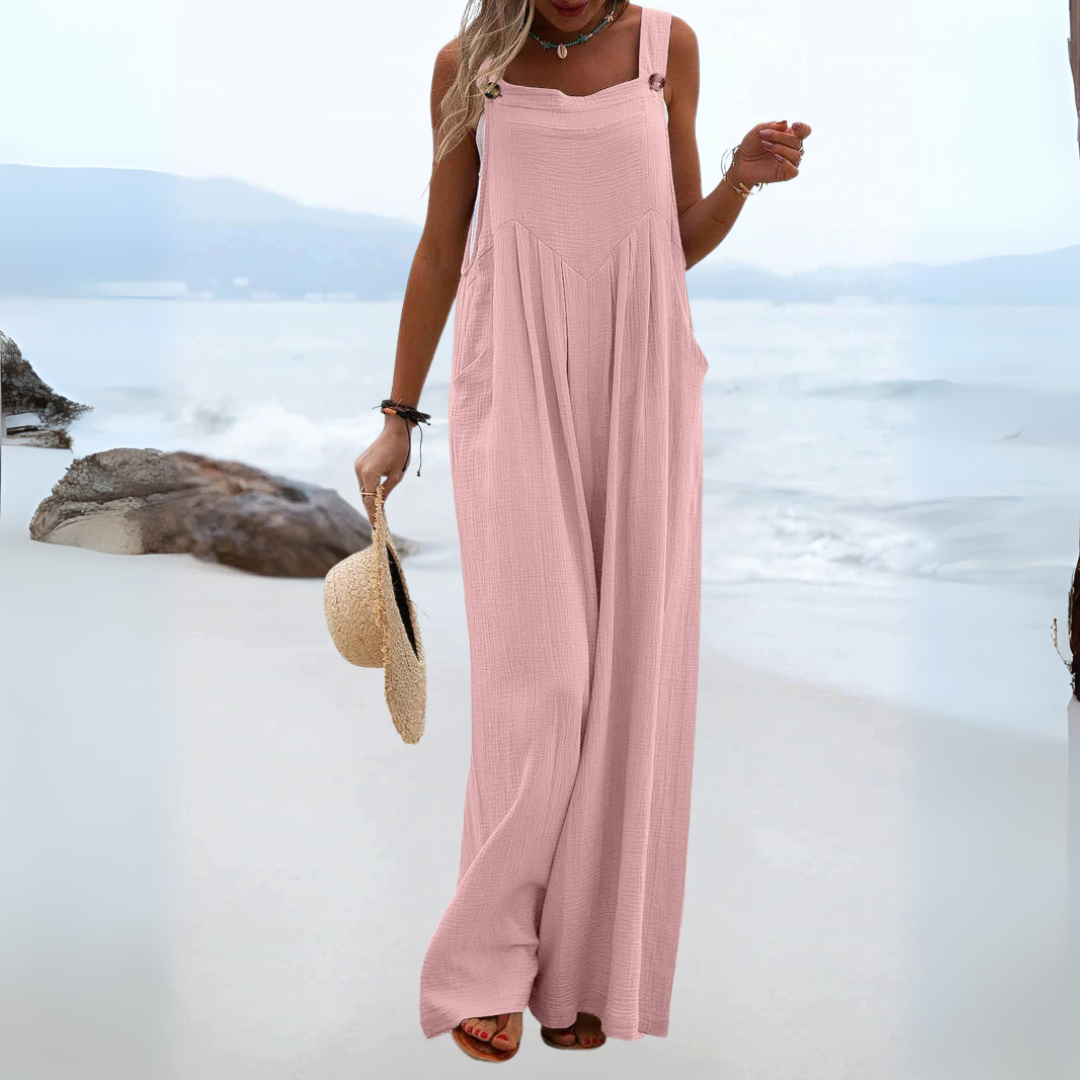 ノースリーブ プレーン ワイドレッグ ジャンプスーツ