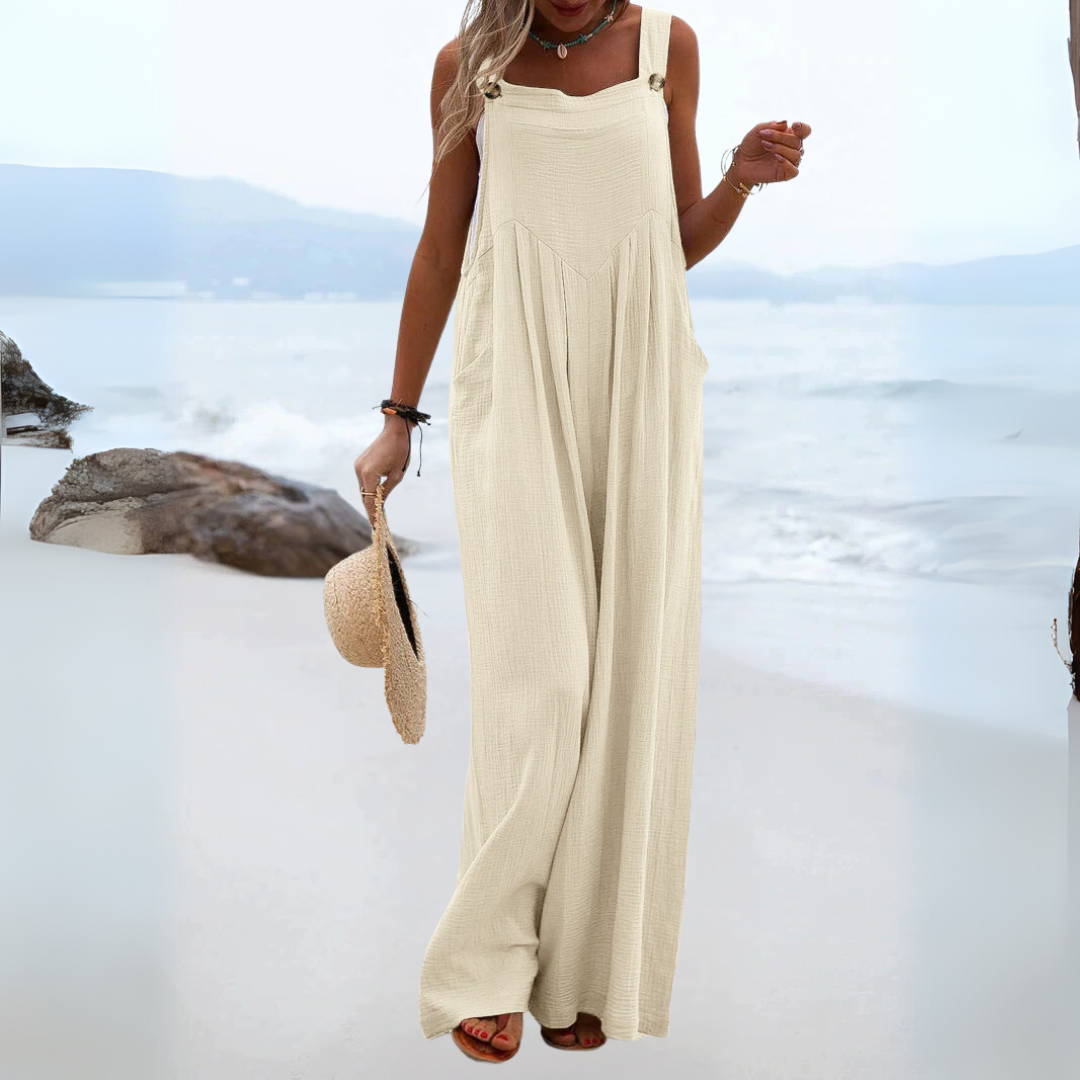 ノースリーブ プレーン ワイドレッグ ジャンプスーツ