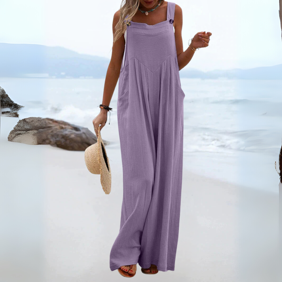 ノースリーブ プレーン ワイドレッグ ジャンプスーツ