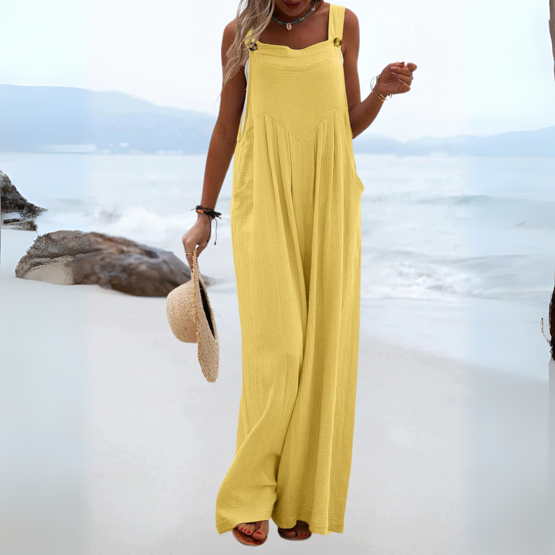 ノースリーブ プレーン ワイドレッグ ジャンプスーツ