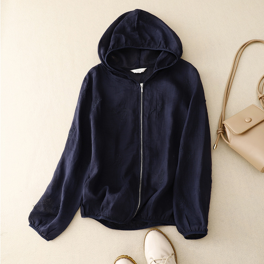 ロングスリーブ カジュアル フード付きブラウス