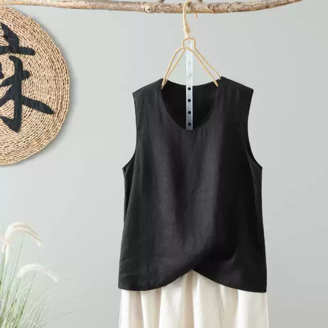 ノースリーブ無地ラウンドネックシャツ