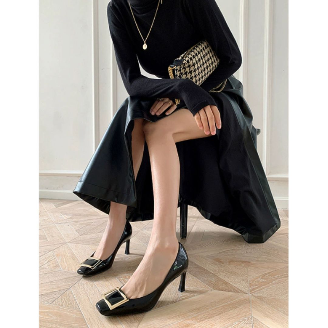 Narella™｜ミドルヒール・スクエアトゥのファッショントングサンダル