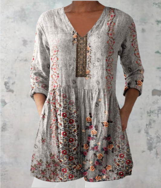 緩やかなドレス、和花オリジナル柄