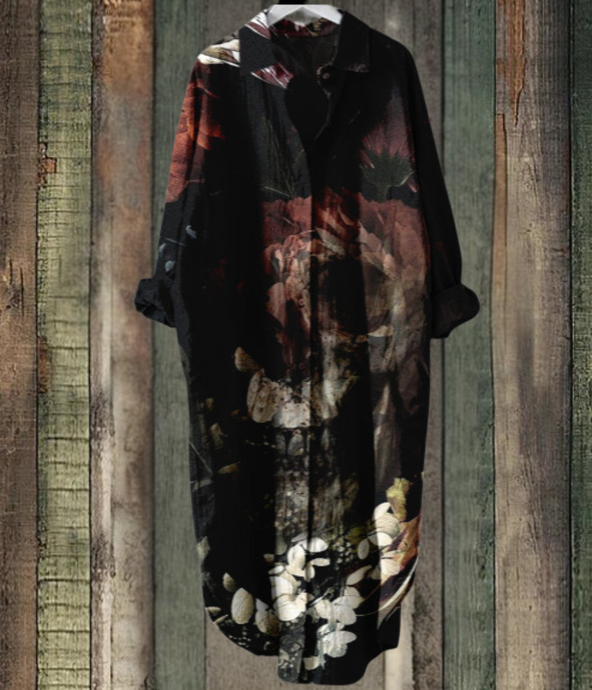 アートブラックルーズミディドレス