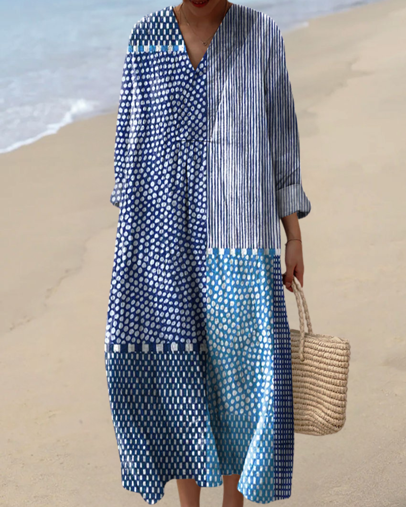 Cozy Printed Dress with Soft Texture