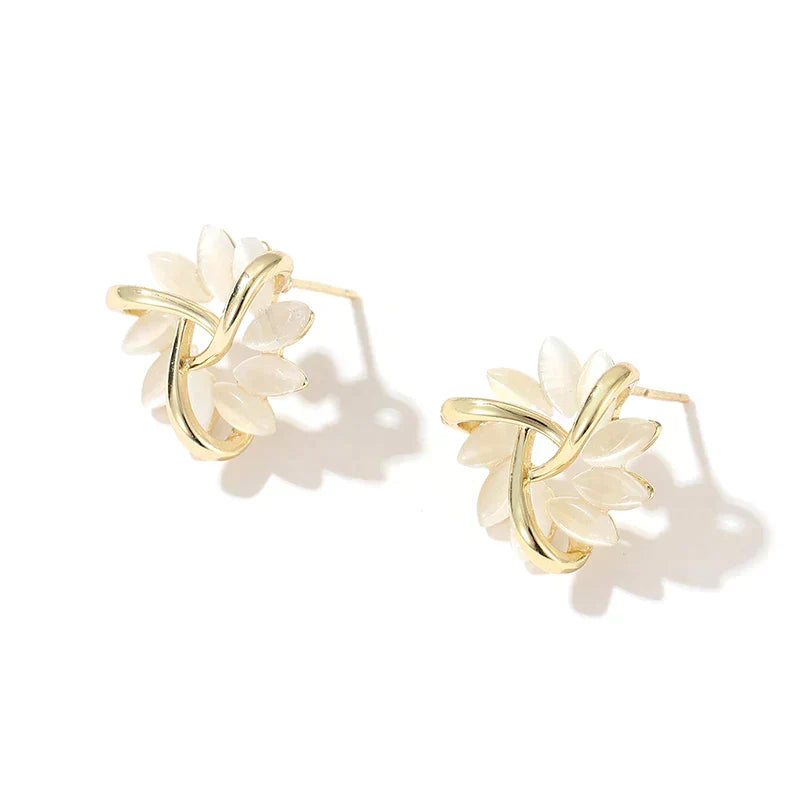 Tori™ - Curved Stone Floral Earrings