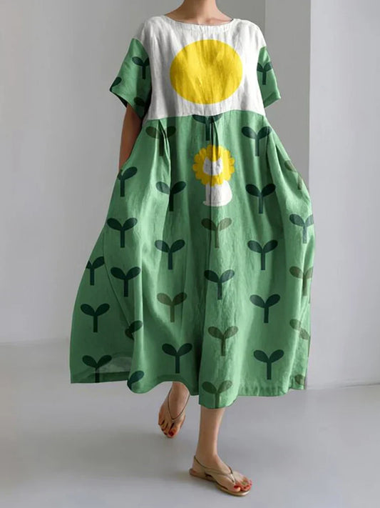 ひまわり柄のワイドドレス