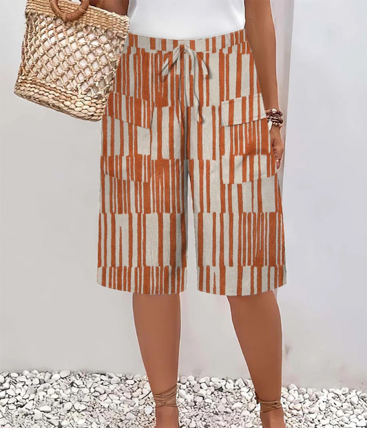 ブラウン ラインデザイン サマーパンツ