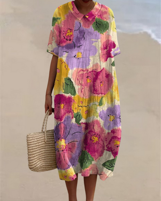 マルチカラーフラワーワンピース