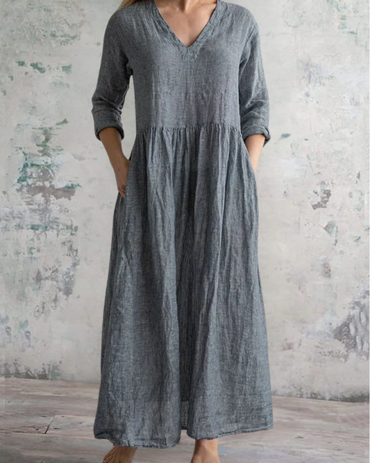 ダークグレーロングスカートドレス