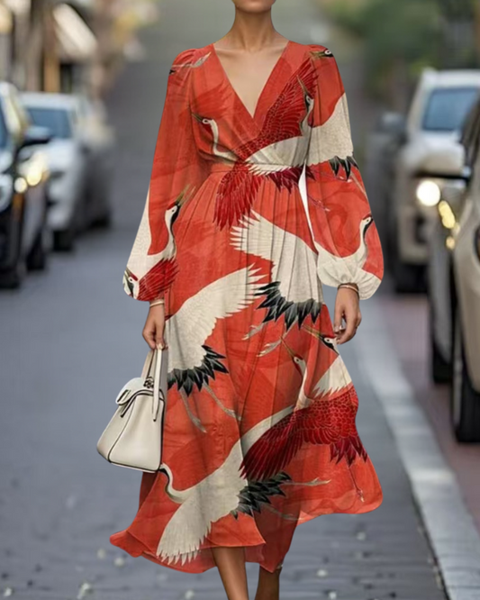 マキシドレス 赤い鳥