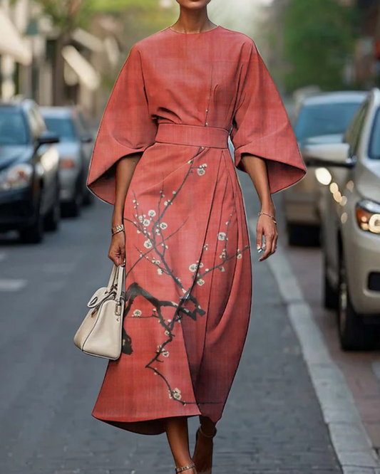 レッド・リーフ・マキシ・ドレス