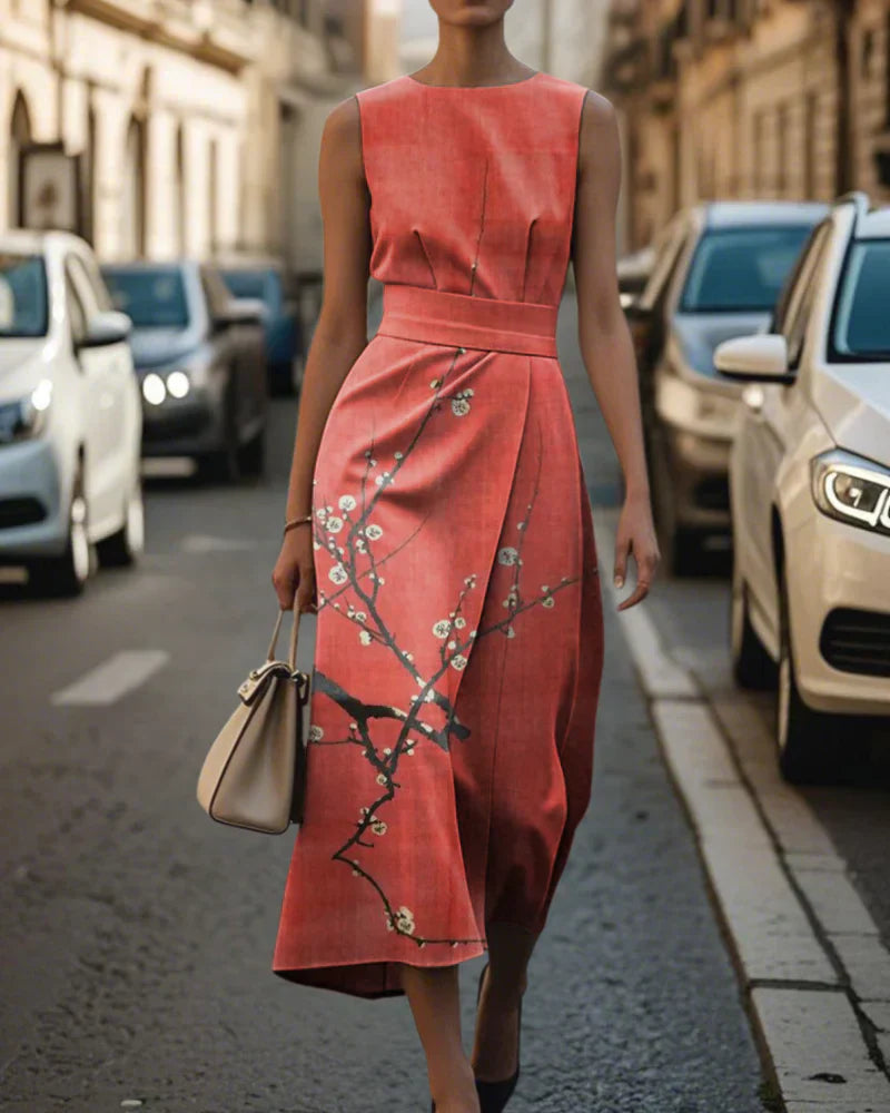 レッド・リーフ・マキシ・ドレス