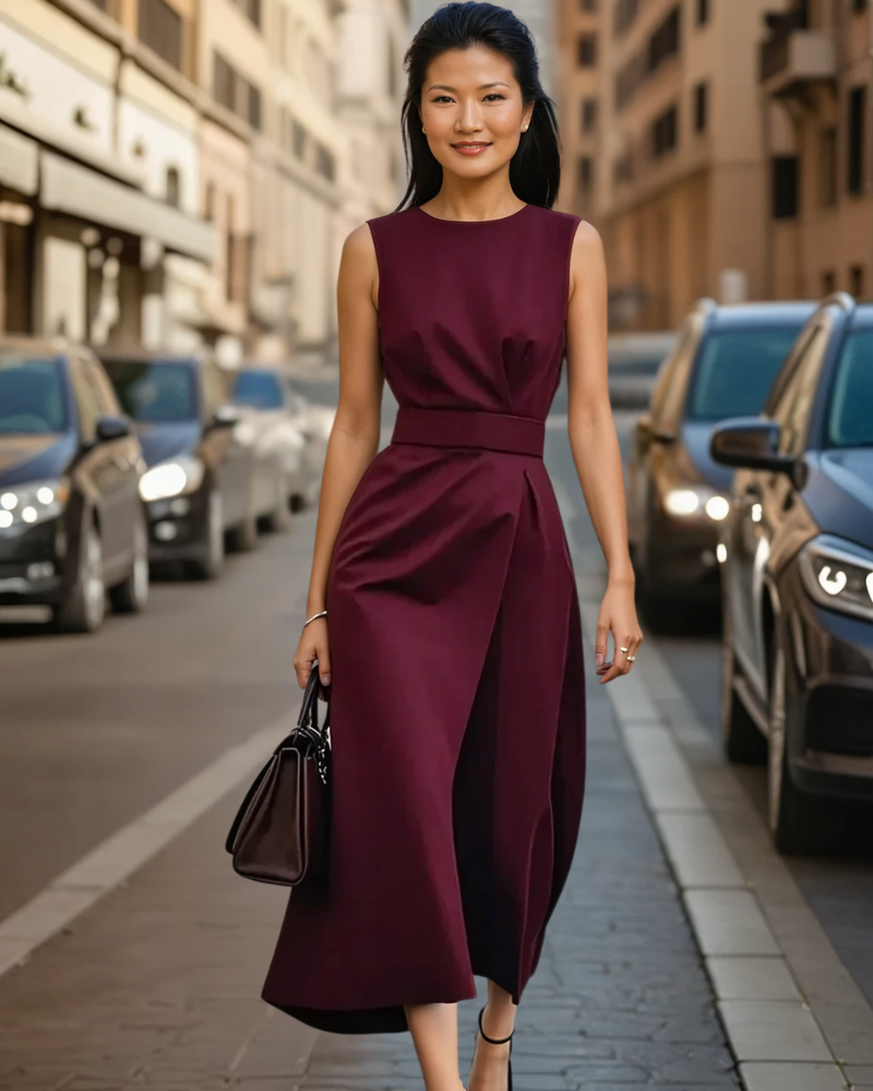 エレガントなノースリーブの黒いドレス