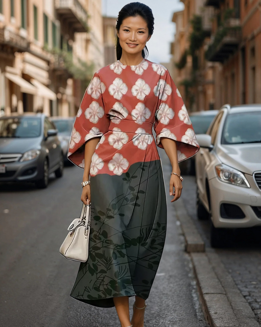 黒と赤のマキシドレス