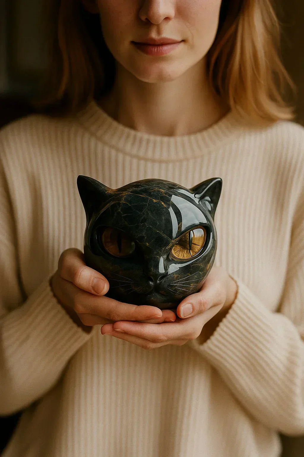 「ジックスチャーム － 神秘的な黒猫の頭像」