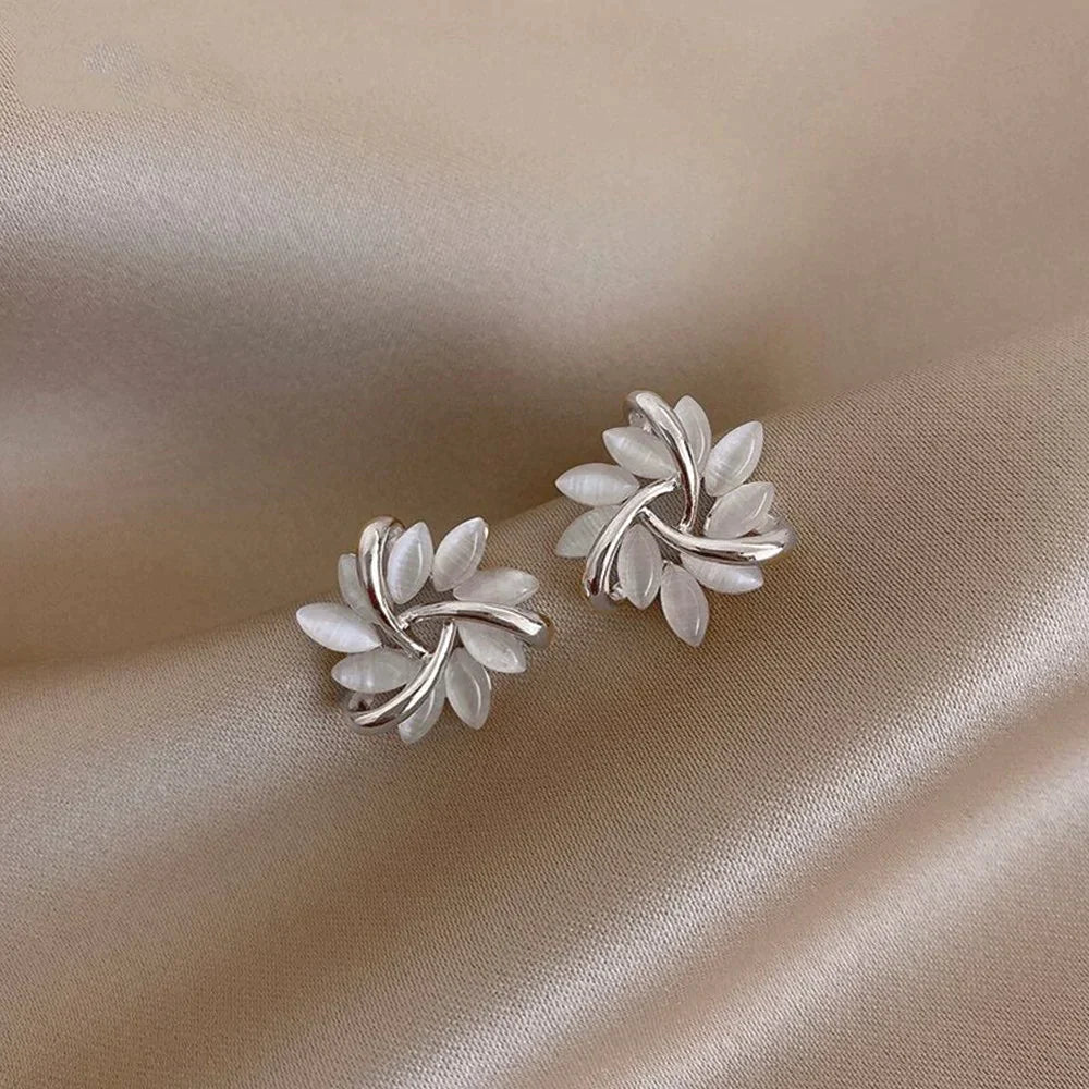 Tori™ - Curved Stone Floral Earrings