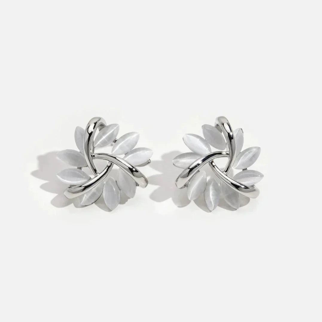 Tori™ - Curved Stone Floral Earrings